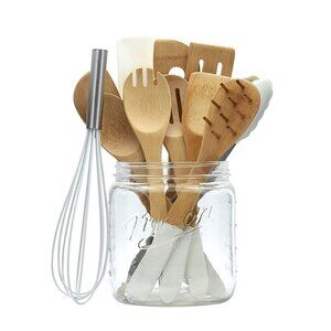 Mason Jar  Utensil Holder with  12-Piece Tools Set